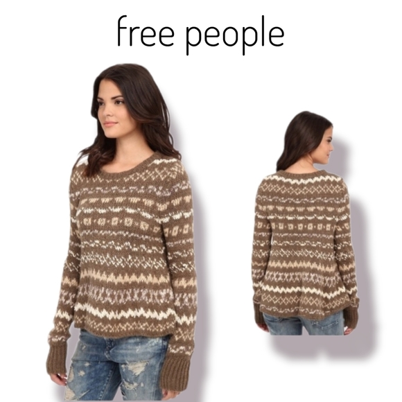 Free People Thru The Storm Pullover Fairisle Swing Sweater EUC - Picture 2 of 8